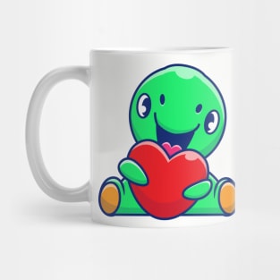 Cute Dinosaur Holding Love Cartoon Mug